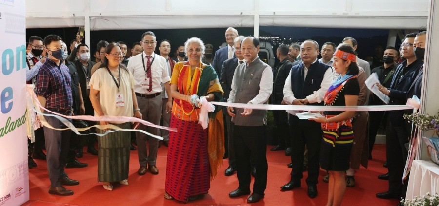 Union Minister, Finance & Corporate Affairs, Nirmala Sitharaman inaugurating the exhibition stalls during the Nagaland CSR & Investment Conclave 2022